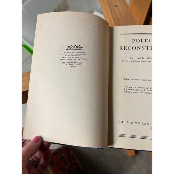 Vtg Signed By Author Political Reconstruction Hardcover 1946 by Karl Loewenstein - Picture 6 of 10